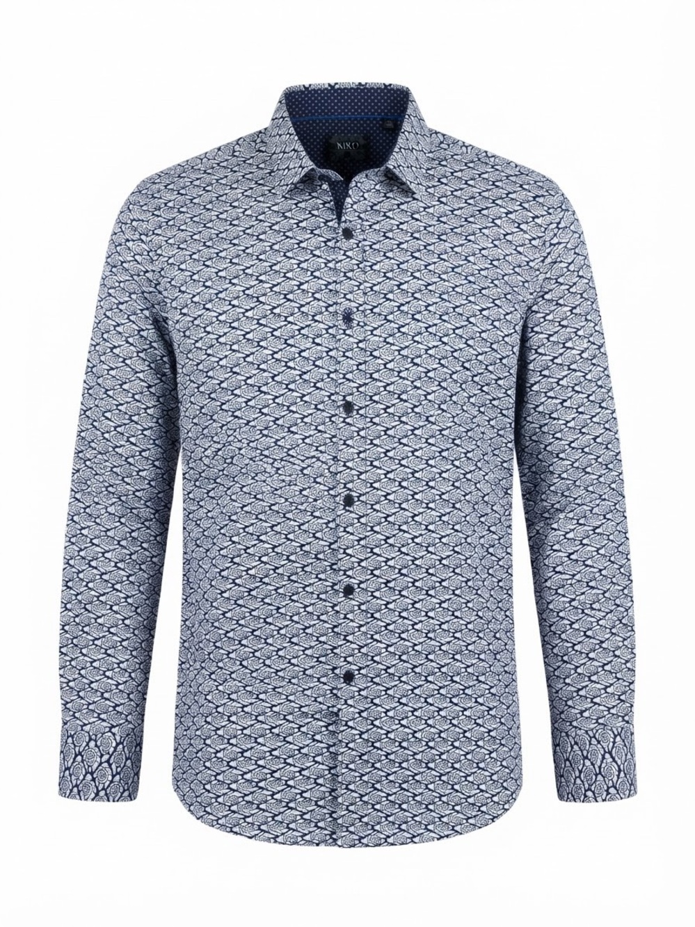 De Nico Milano Blue White Pattern Long Sleeve Button Down Shirt 2XL NWOT